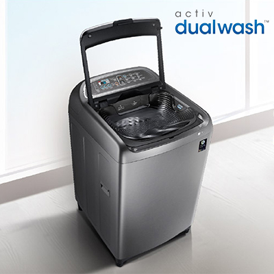 پیش شستشوی ساده تر و لکه زدایی بهتر با لباسشویی درب از بالای Dual Wash سامسونگ